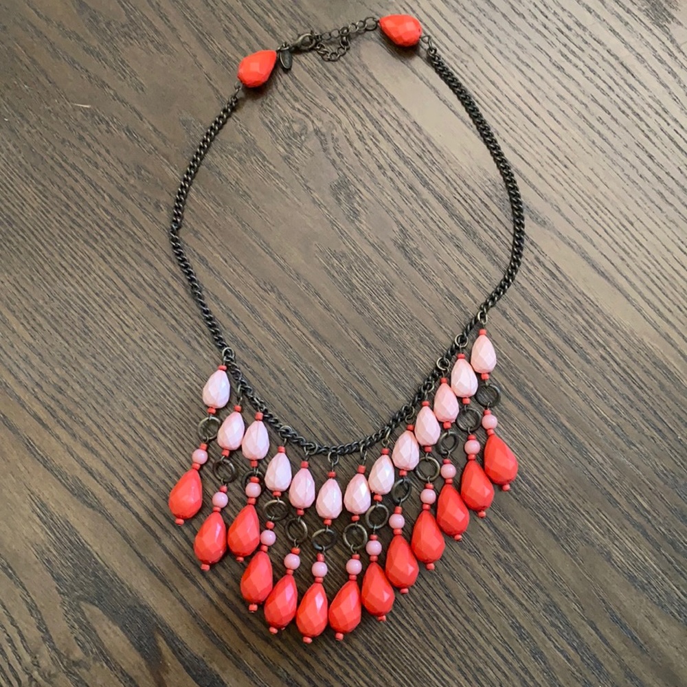 American Eagle Red Pink Statement Necklace